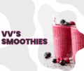 VV's Smoothies Logo - Two glasses of smoothies with fruit on top